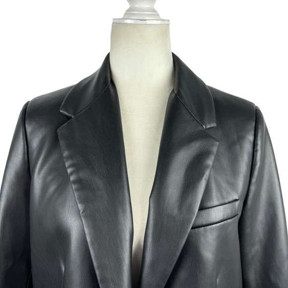 Zara Faux Leather Oversized Blazer Jacket Black Bloggers Favorite Career Small - Picture 7 of 16